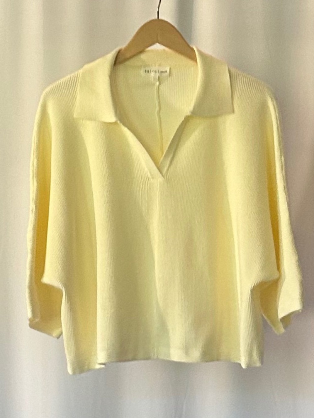 ENTRO Rosellen Oversized Knit Polo Top - Cream (Small) NWOT